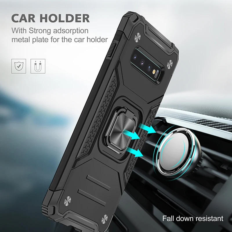 For Samsung Galaxy S8 S9 S10 plus Cases Shockproof Armor Magnet Case Ring Stand Bumper Phone Back Cover For Galaxy S8 S9 S10E