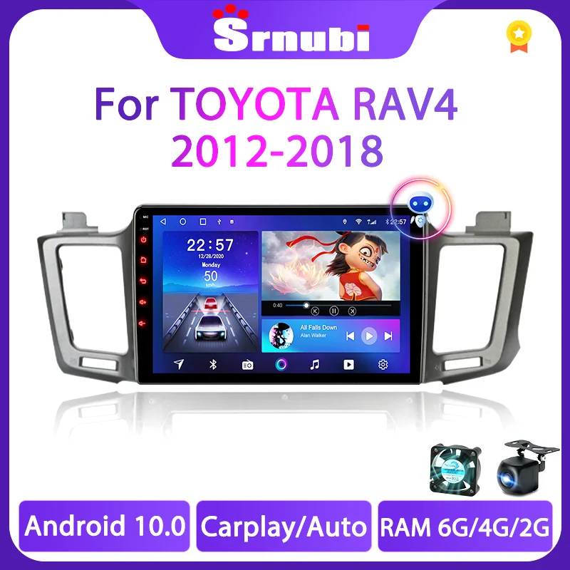 Srnubi สำหรับ Toyota RAV4 RAV 4 XA40 XA50 2012-2018 2 Din Android Carplay รถวิทยุเครื่องเล่นมัลติมีเดียนำทาง GPS ลำโพง DVD