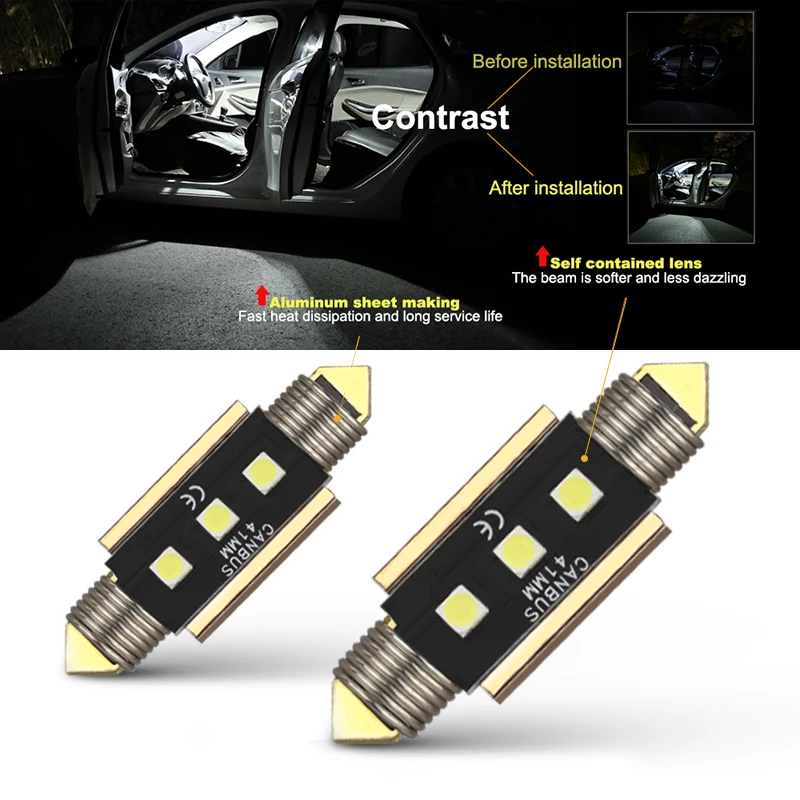 ANMINGPU 2X сигнальная лампа светодиодная гирлянда 31 мм 36 39 41 3030 SMD C5W C10W