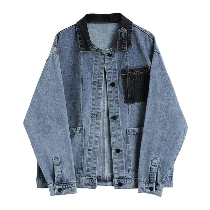 

Womens Denim Jacket Coat Lapel 2021 Spring Autumn korean style casual Long Sleeve Button jean coats female chaquetas mujer p2302