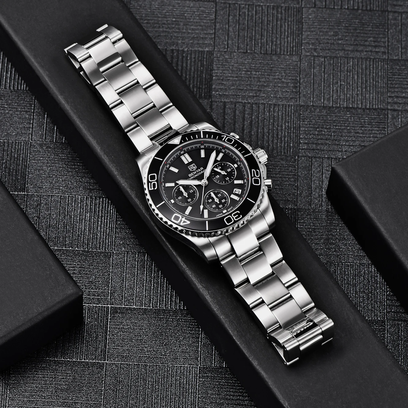BENYAR Часы для мужчин Лучшие бренды Роскошные кварцевые наручные часы SEIKO-VD53