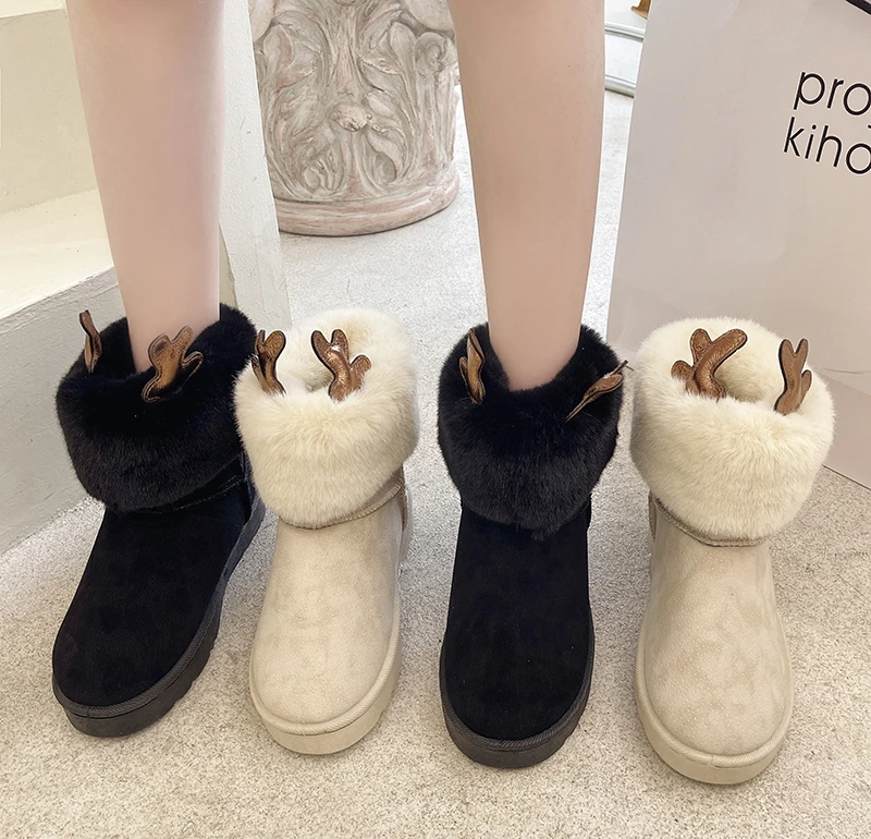 

Women's Snow Boots 2021 New Plus Velvet Thick Winter Wild Cotton Shoes Short Boots Western Style Thick-soled Warm Winter Shoes