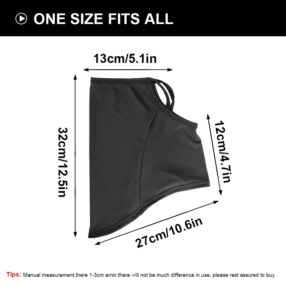 

Black Scarf Neck Gaiter Tube Scarves Breathable Face Cover Ear Hanging Balaclava Summer Sun Anti-UV Bandana Headband Men Women