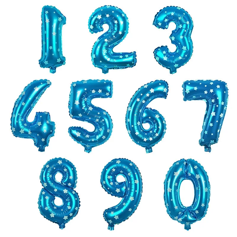 Blue 16 дюймов 1 2 3 4 5 6 7 8 9 синий розовый номер Фольга воздушные шары цифровой баллон гелия Свадебные украшения День рождения воздушные шары - Цвет: Blue