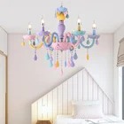 Цветная хрустальная люстра в виде макарона, цветной светильник для детской спальни, креативный Фэнтезийный витражный светильник