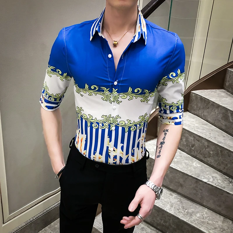 Вечерние рубашки для ночного клуба Blusa Camisa Masculina дизайнерские полосатые мужские