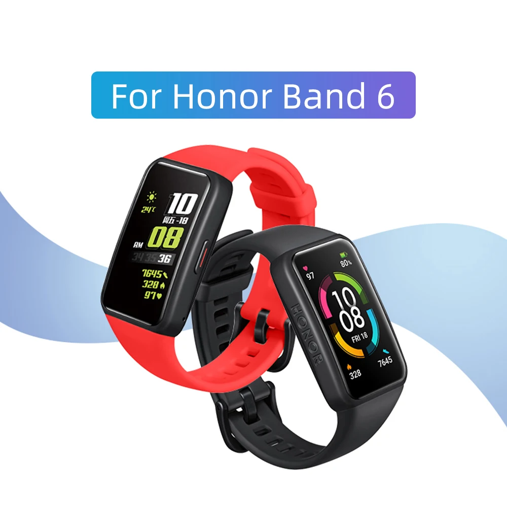 

Colorful Band Strap For Honor Band 6 Case Strap Full Screen Protector Shell Bumper Plated Cases For Huawei Honor Band 6