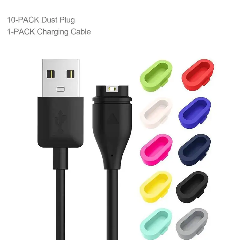 10 упаковок силиконовая Пылезащитная Заглушка с usb-кабелем для зарядки сменный металлический ремешок для часов Garmin Fenix 6/Fenix 5 Plus/Forerunner 935 - Цвет: 10 DustPlus 1 Cable