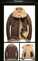 Leather Fur In One Genuine Leather Jacket Men B3 Air Force Flight Bomber Shearling Jackets Motorcycle Sheepskin Mens Thick Coat