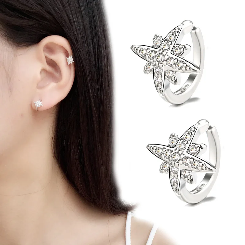 

New Ear Cuff Clip Chain earring For Women Star Tassel clip on earrings Fashion Korea silver color Jewelry Femme 2020 Earcuff