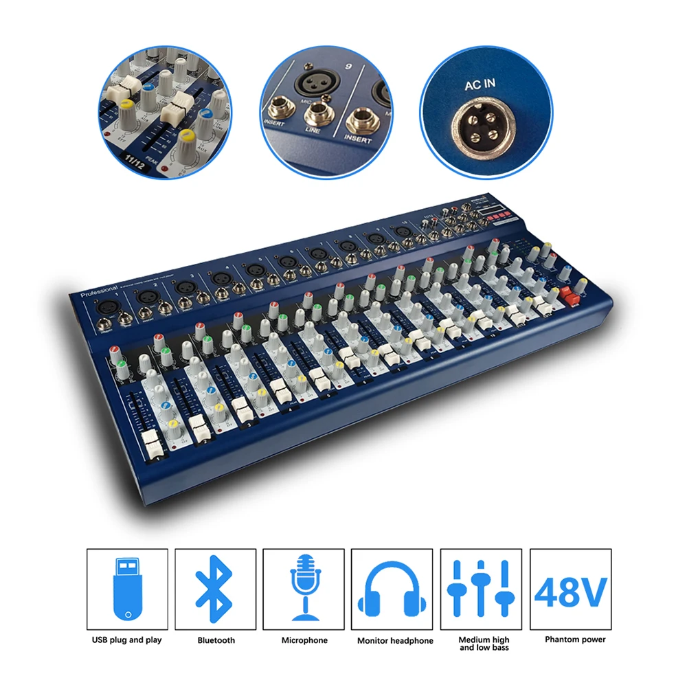 

STARAUDIO Professional 14 Channel Audio Mixer With MP3 Player Bluetooth USB Stage Karaoke DJ Bar Party Mixing Console SPMX-1400B