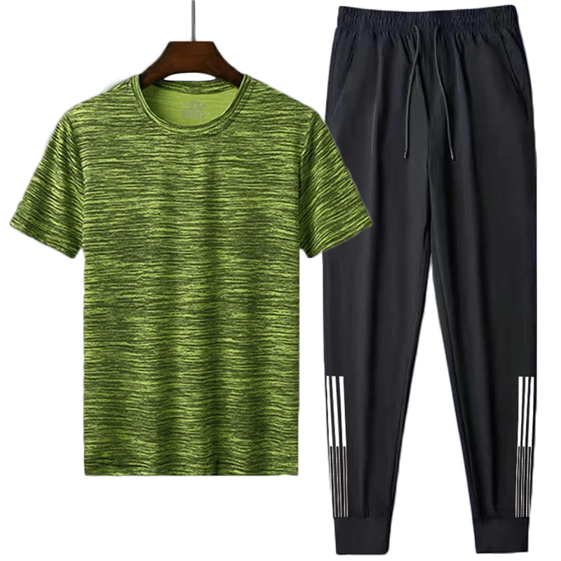 

New men's sportswear summer suits men's fitness clothes sports suits short-sleeved T-shirt shorts quick-drying 2-piece set M-5XL