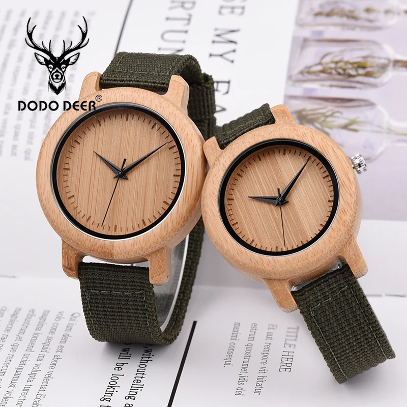 

DODO олень бамбуковые деревянные кварцевые наручные часы для влюбленных с нейлоновым ремешком для пары мужские женские мужские часы Прямая п...