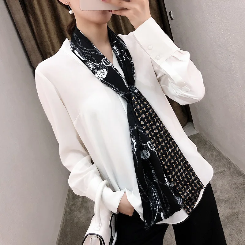 Новый длинный Шелковый шарф из искусственного шелка для семьи весна-осень