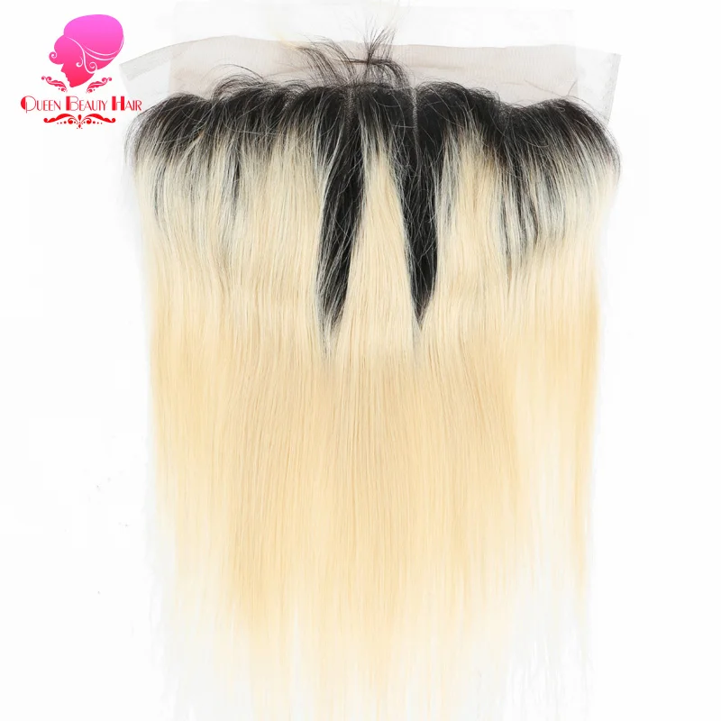 QUEEN BEAUTY 13x4 кружевная Фронтальная застежка 1B 613 темные корни Remy бразильские