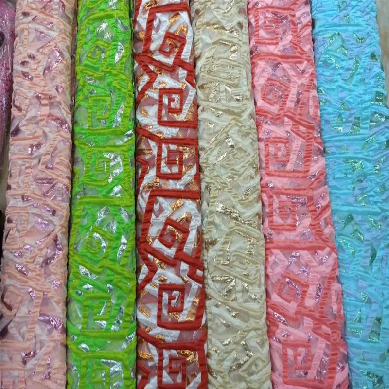 Высококачественная зеленая органза с африканскими блестками кружевная ткань