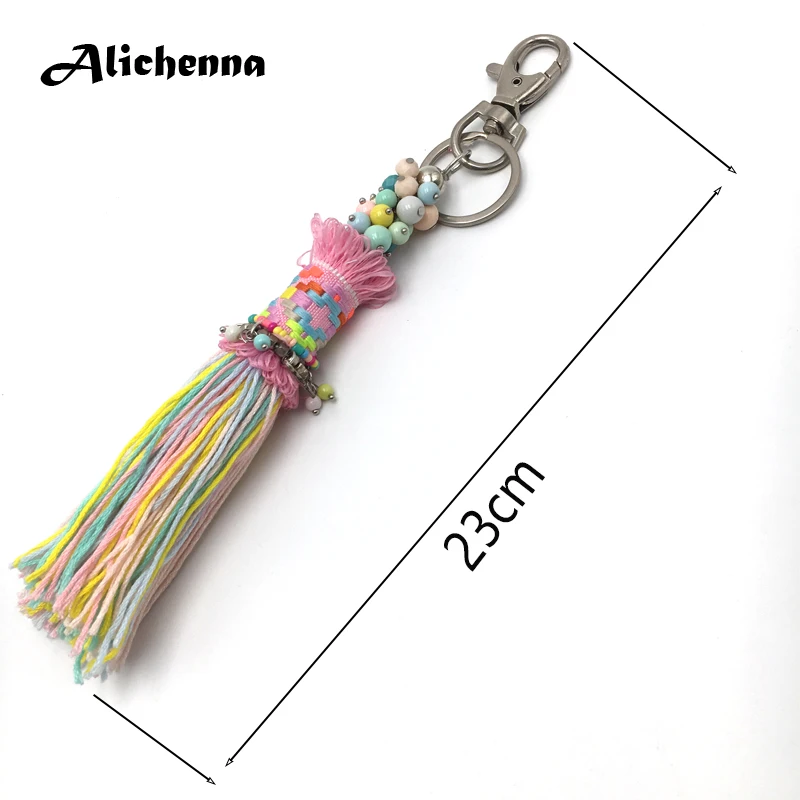 Брелок ручной работы Alichenna в богемном стиле с разноцветными кисточками, модная Изысканная сумка, украшения, подарок для девочки