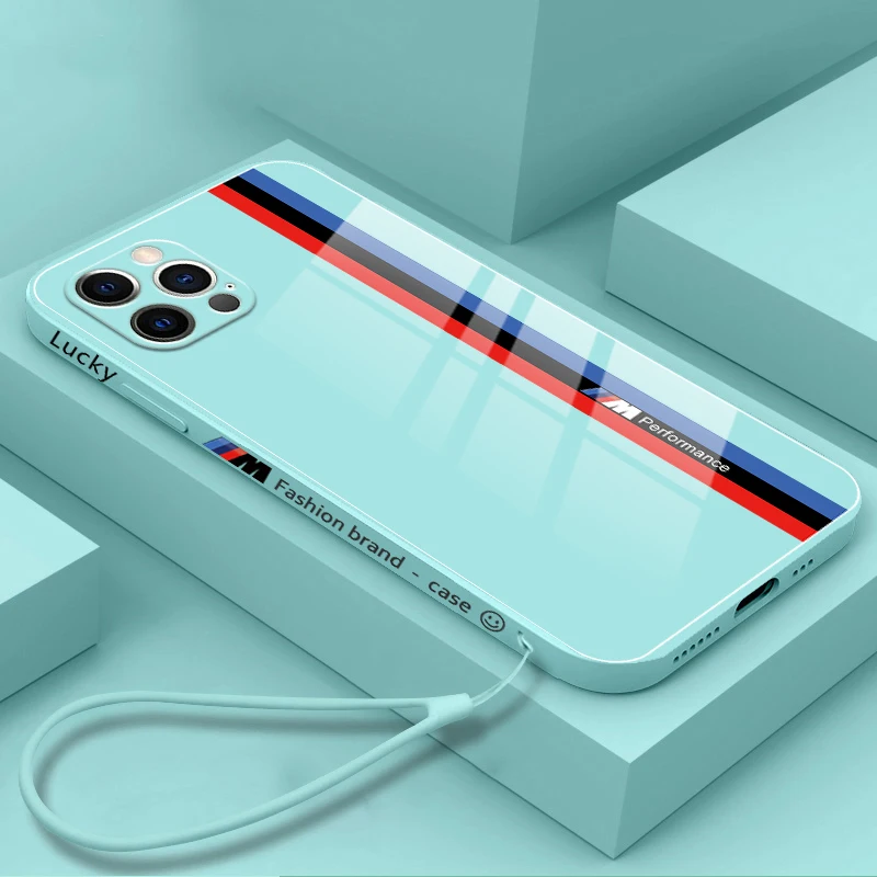 Роскошный модный брендовый чехол для iphone 13 12 11 Pro Max XS XR X 7 8 Plus стеклянный Мягкий