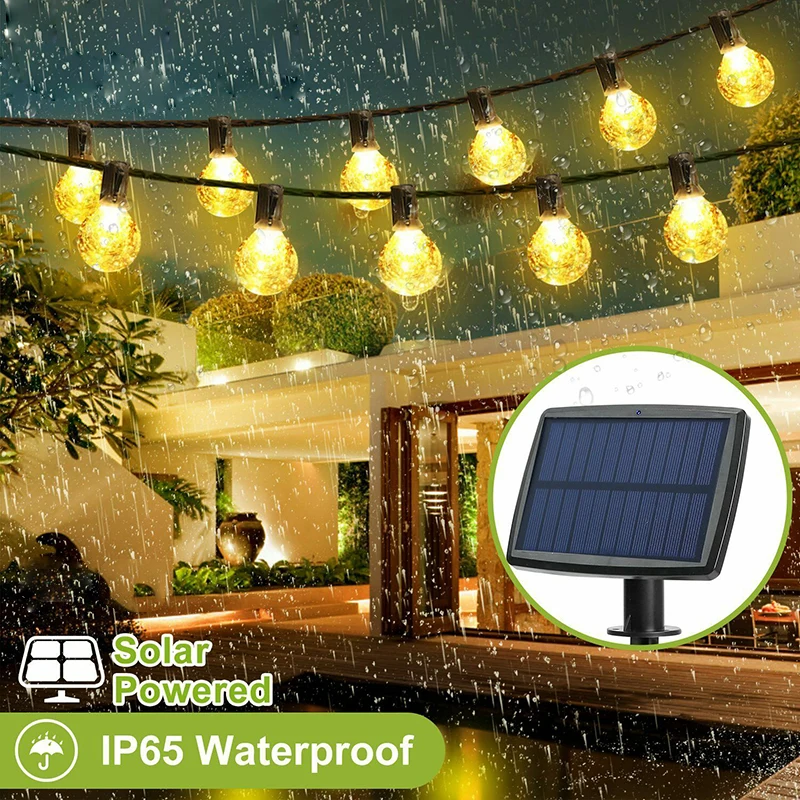 

New G40 Solar Powered 18ft Outdoor Patio Globe String Lights Bistro Yard Home Holiday Decoration Outdoor Fairy String Light