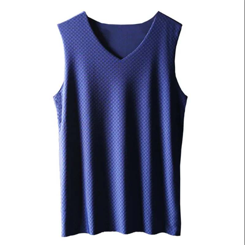 

Man Inside and Outside Wear Undershirt Ice Silk Summer Vests Cool and Soft Underwear Men's Slim Sleeveless Mesh Bottoming Shirt