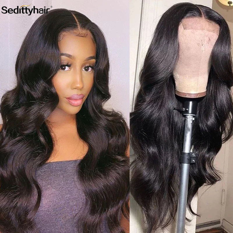 Sedittyhair 28 30  closure Human Hair Wigs For Black Women Cheap body wave Lace Frontal Wig 4x4 Closure Wig PrePlucked Wig