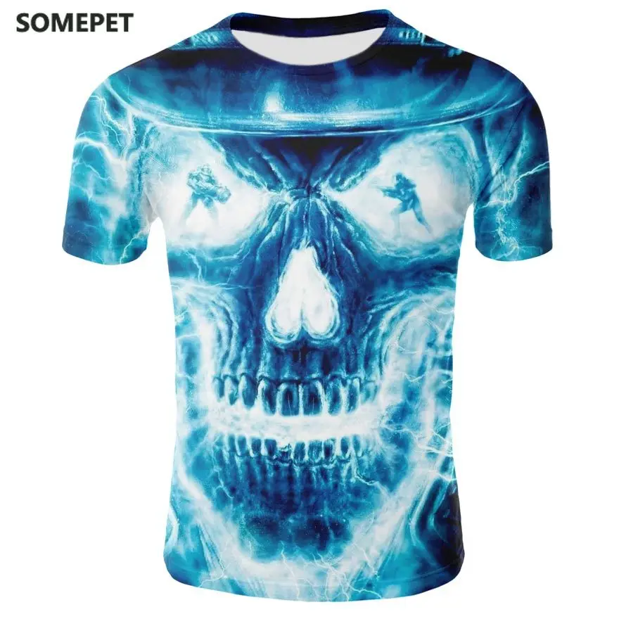 

Skull Men'S Shirt T-Shirt Men'S Short-Sleeved Shirt Fashion Printed Skull Print Men'S Hip-Hop T-Shirt Latest Casual Shor
