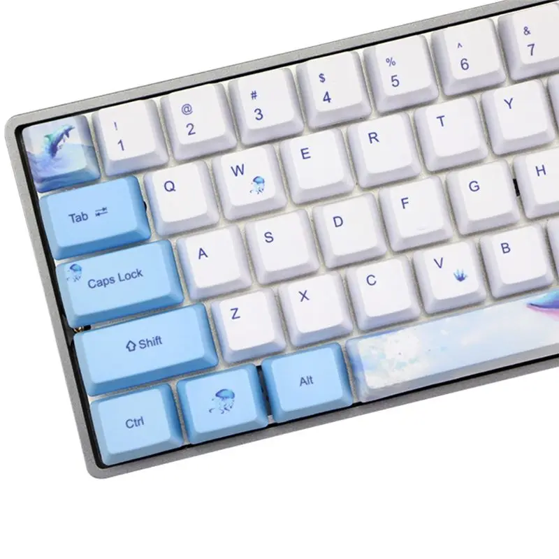 Whale Dye-Sublimation Mechanical Keyboard Cute Keycaps PBT OEM Profile Keycap For GH60 GK61 GK64 Keyboard dropship new