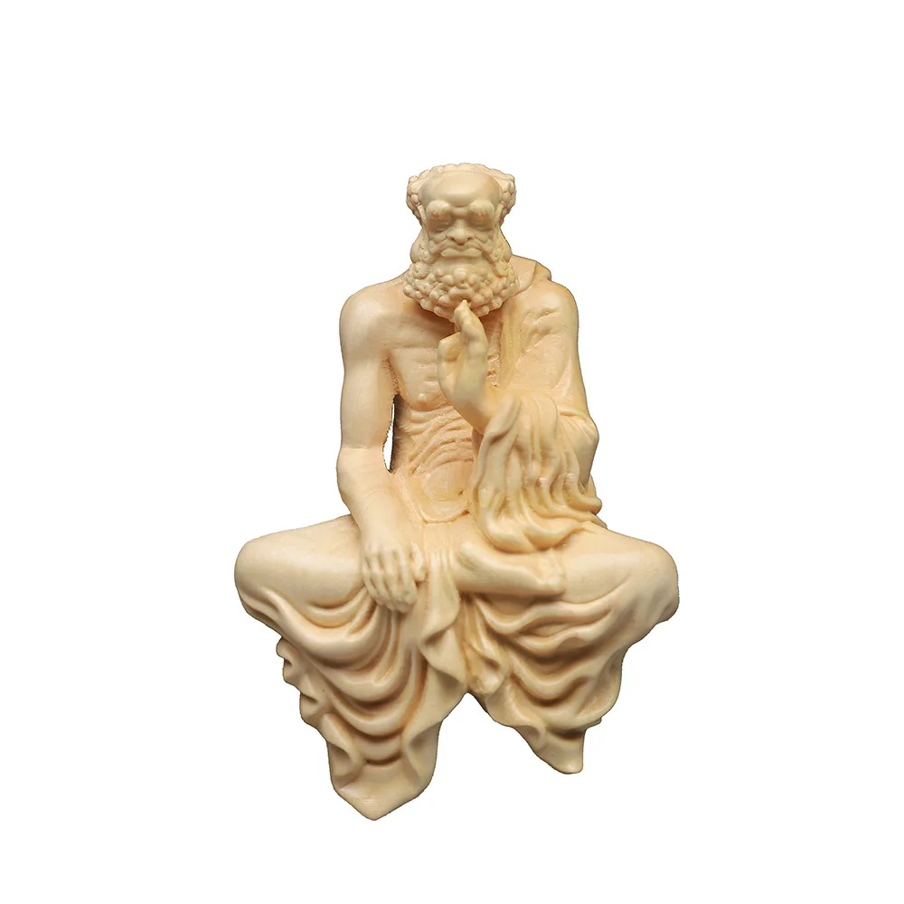 

Handmade Carved Wood Crafts, Chinese Boxwood Buddha, Patriarch Of Bodhidharma Statue, Sculptures, Home Decoration
