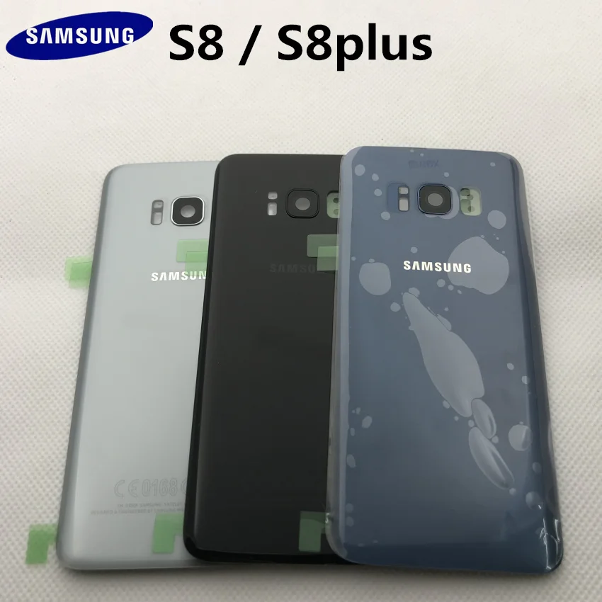 Оригинальное заднее стекло samsung S8 G950 G950F/S8+ G955 G955F S8 Plus корпус крышка батареи задняя крышка чехол с наклейкой