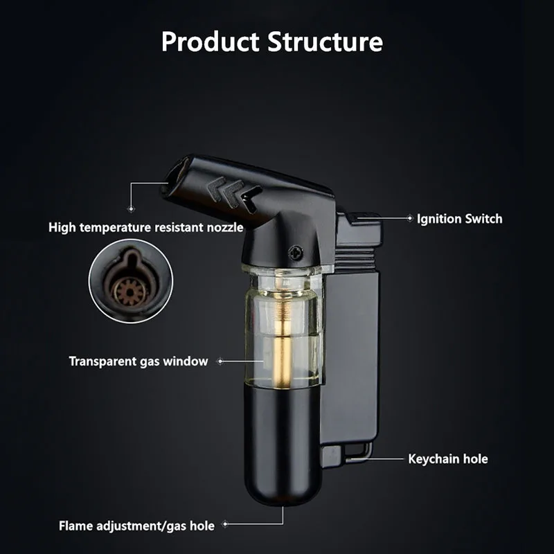 Маленький пистолет распылитель с защитой от ветра синий Надувное пламя турбо