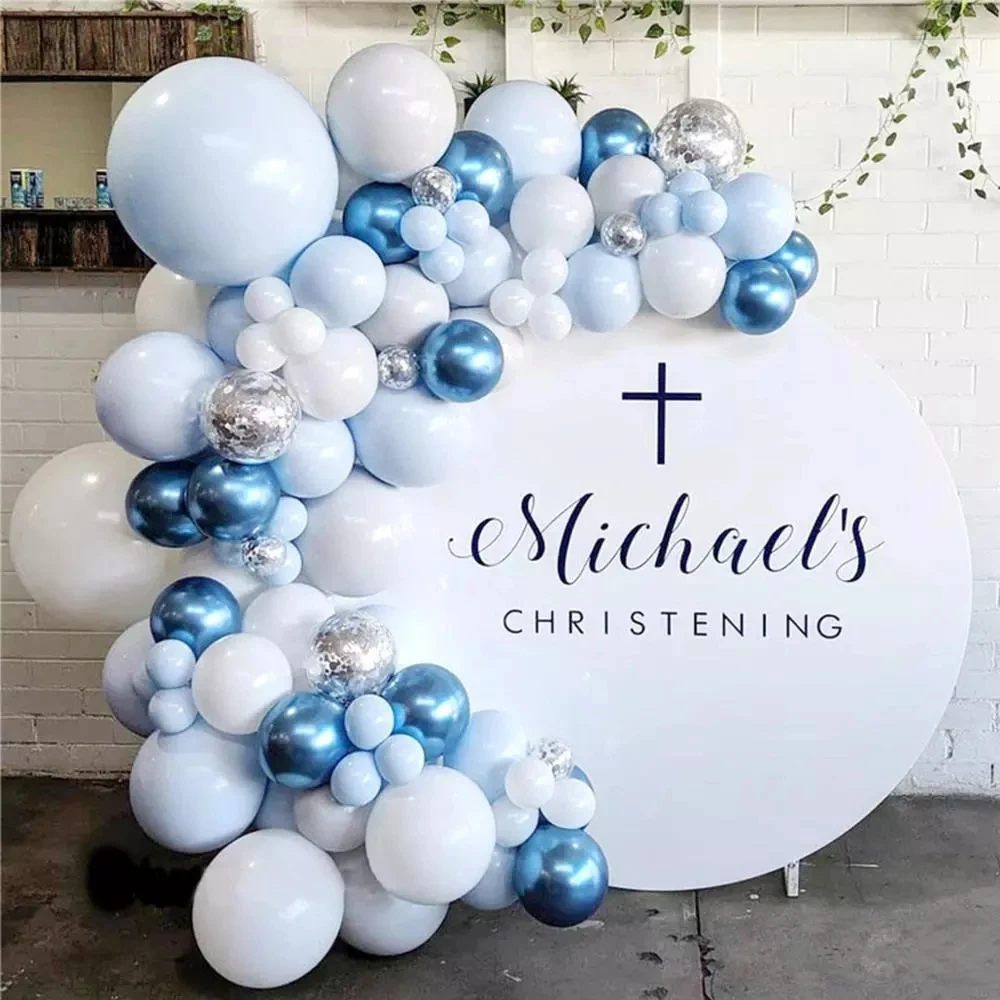 

141pcs Blue Silver Macaron Metal Balloon Garland Arch Event Party Foil Balons Weding Baby Shower Birthday Party Decor Kids Adult