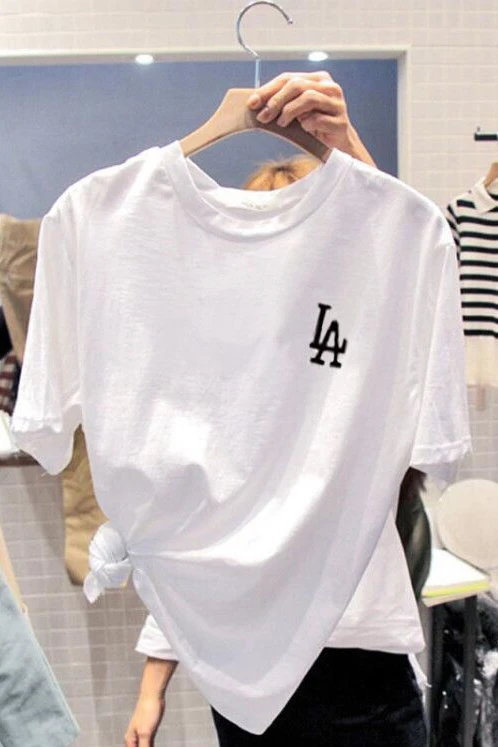 

T-Shirt Women Tops Short-Sleeve O-Neck Streetwear Letter Print Female Plus-Size Summer Casual