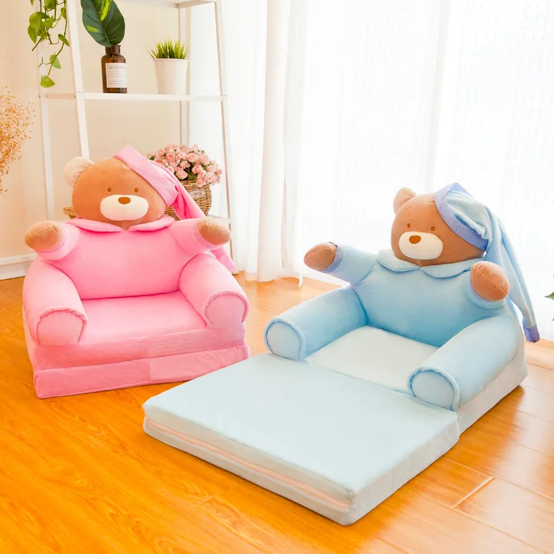 Baby Kids Cartoon Crown Seat Only Cover NO Filling Children Chair Neat Puff Skin Toddler Children Cover for Sofa Folding