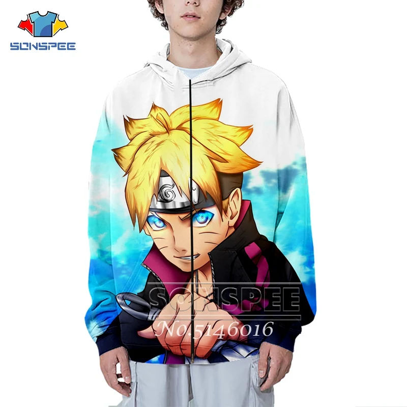 SONSPE/забавная футболка в стиле Харадзюку С 3D принтом аниме BORUTO Модная толстовка