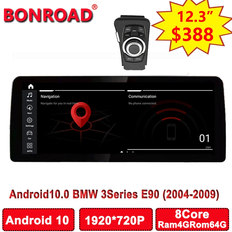 

12.3" 1920*720P Ram4G Rom 64G Car Multimedia Autoradio Player for BMW 3 Series E90/E91/E92/E93 Idrive BT Wifi Carplay Radio