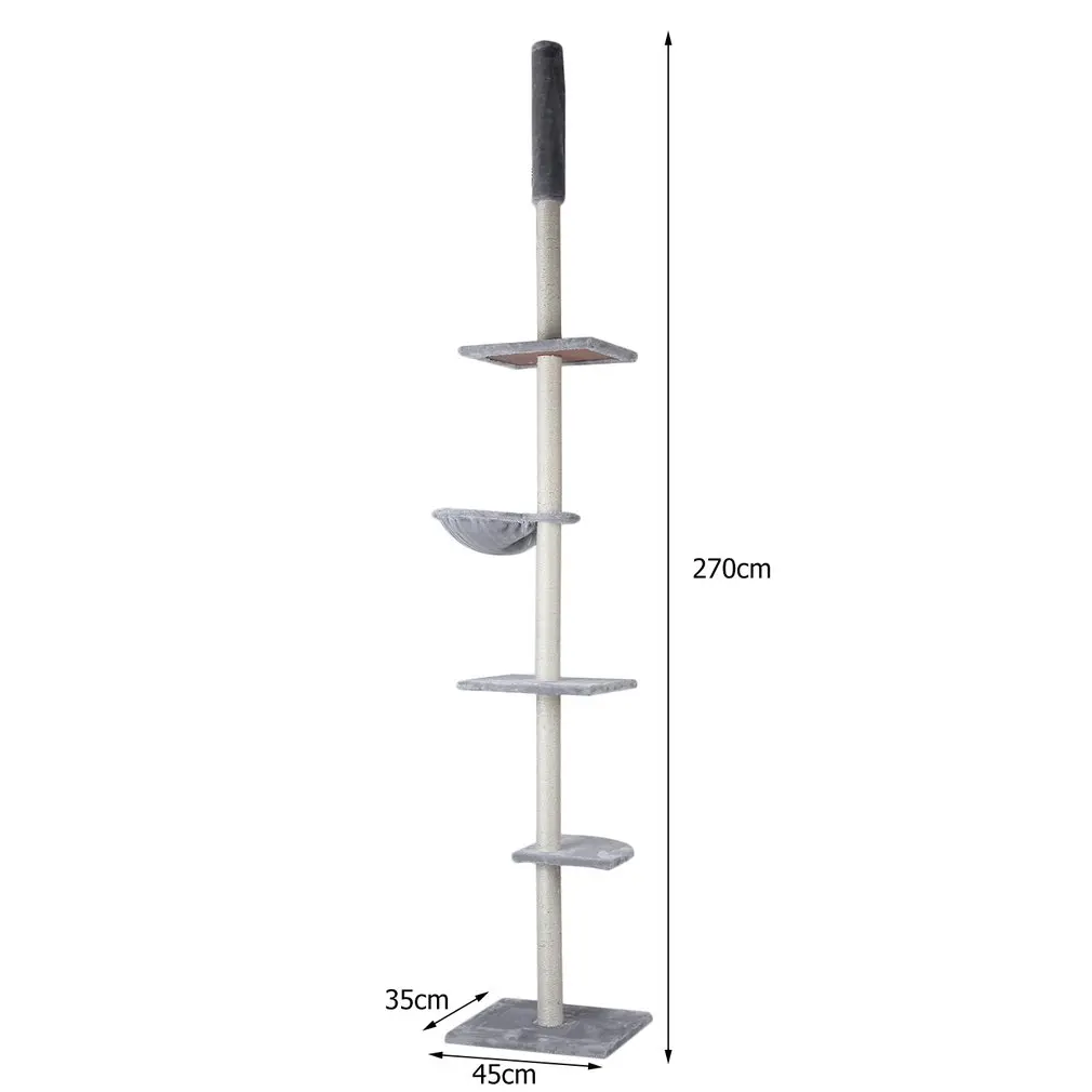 

Height 240 To 270CM Cat'S Tree Scratcher Simple Sisal Tower Pet Scratching Post Climbing Frame Cat's Playing Toy Activity Centre