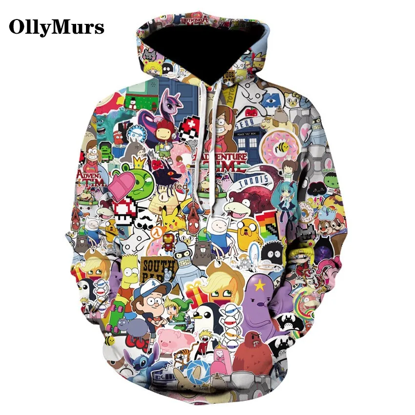 Новинка 2020 тонкая толстовка с объемным рисунком забавный Аниме пуловер милая
