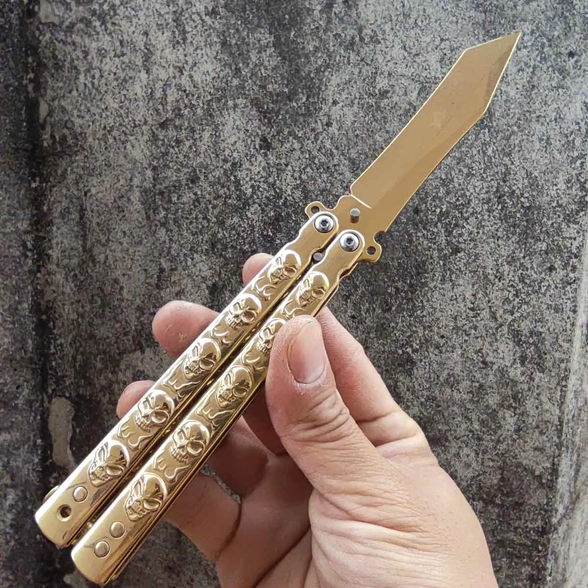 Нож-бабочка для начинающих тренировочные ножи гравировки черепов тупое лезвие