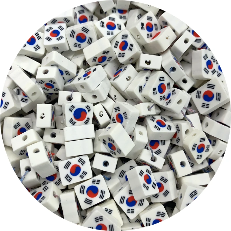 Разделительные бусины 30 шт./лот 10 мм глиняные Южная Корея флаг для изготовления