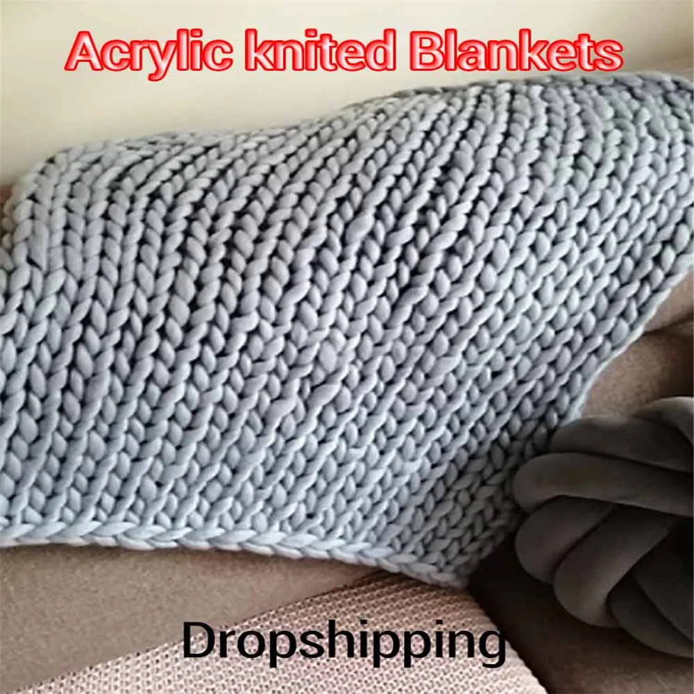 Полиэфирное вязаное одеяло s пряжа ручная вязка теплое крупное дешевое толстое