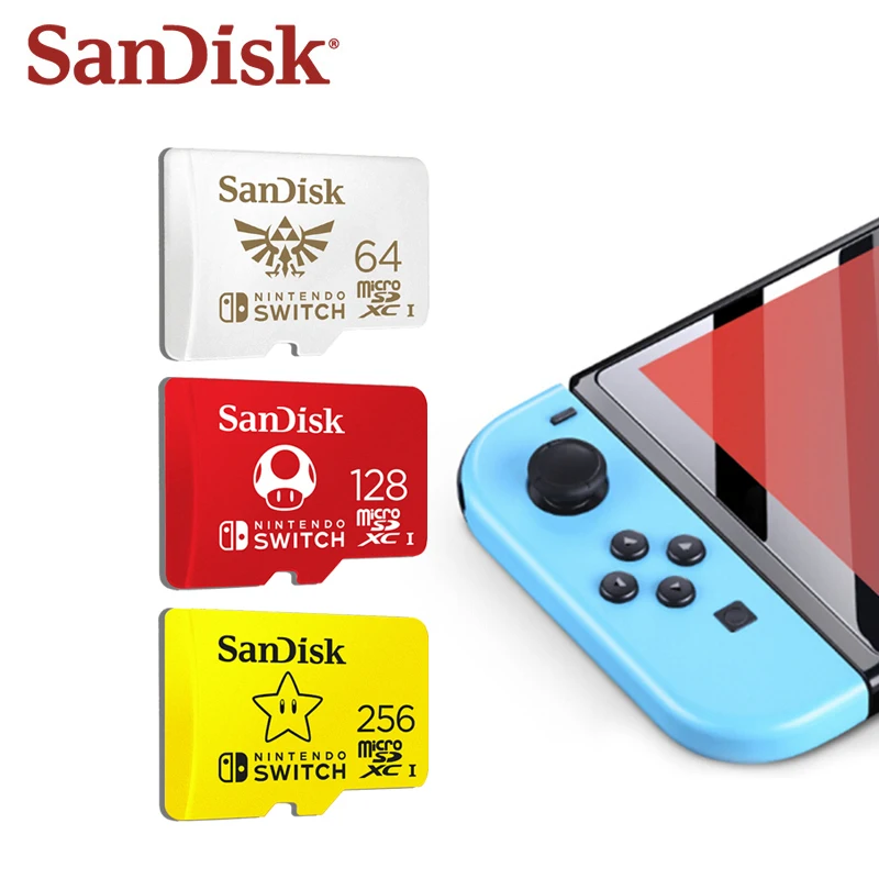 Карта памяти SanDisk Nintendo Switch 256 ГБ 128 100 МБ/с./с Micro SD 4K Ultra HD флэш-карта карта Microsd TF/SD |