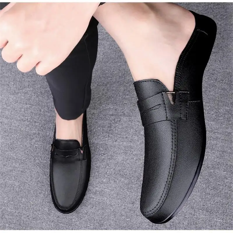 

2021 New Men's Shoes Fashion Casual Personality Solid Color PU Classic Mask Round Head Low Heel Comfortable Half Drag HL527
