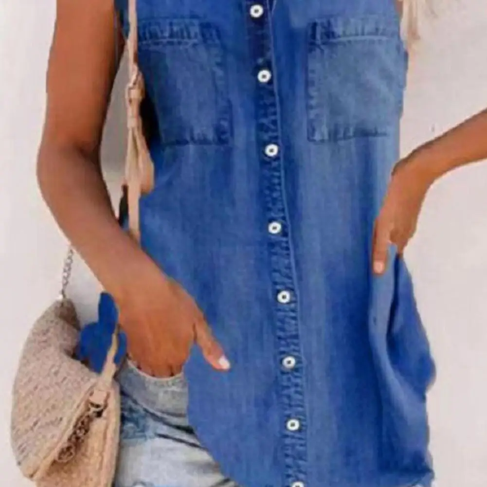 

Women Vest Tanks Top Summer 2021 new women's fashion Sleeveless Pockets Thin Denim Blouse slim denim vest Female Clothes