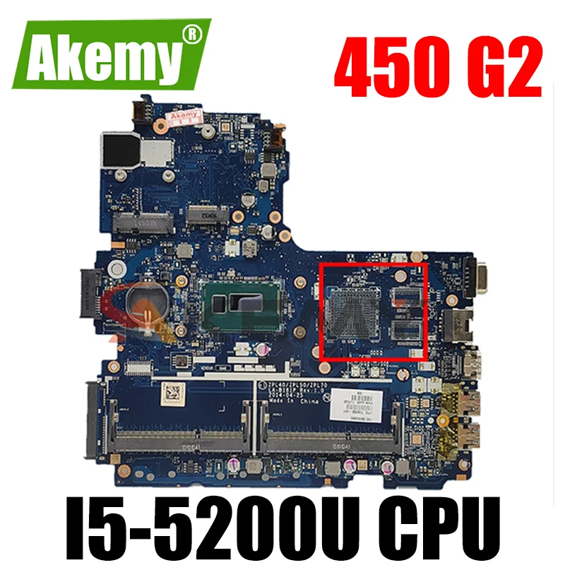 

Akemy ZPL40 ZPL50 ZPL70 LA-B181P 799552-601 799552-001 799552-501 Laptop motherboard For HP probook 450 G2 SR23Y i5-5200U