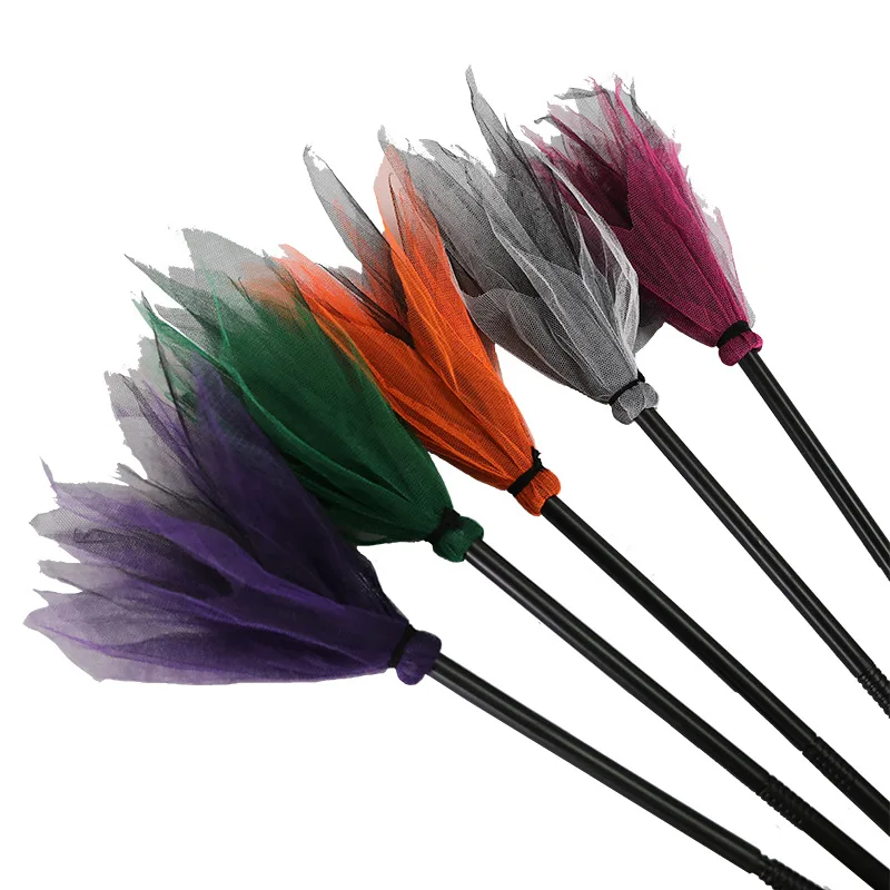 

Child Kids Orange Purple Witches Witch Broom for Girls Halloween Costumes Accessories