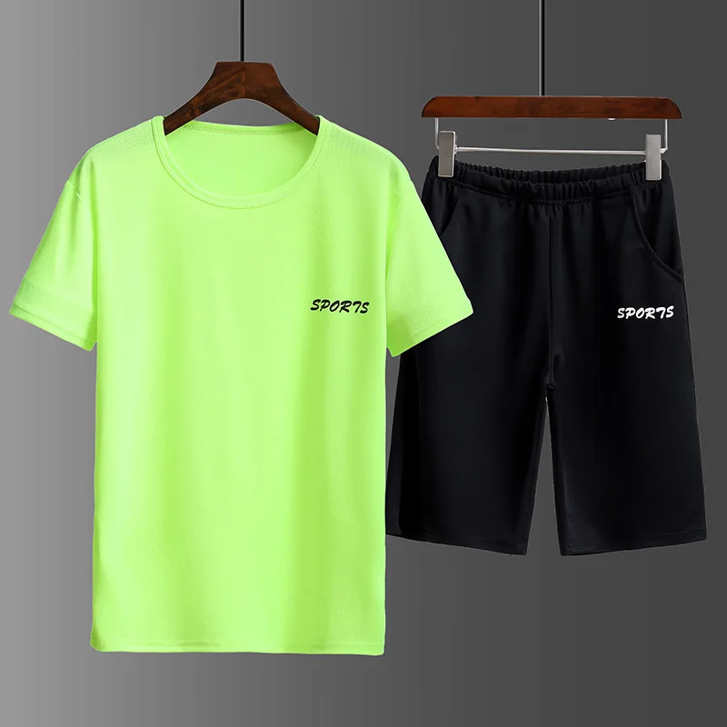 

Men's Sportsuit, Short Sleeved Coat, T-Shirt, 2 pieces, 2021 Summer Fashion