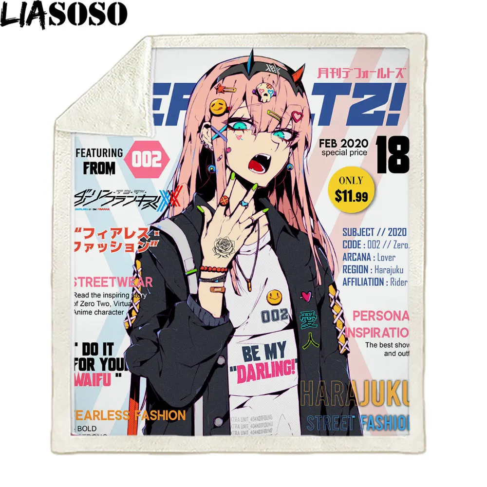 

Throw blanket Darling In The FranXX 3D Flannel Plush Blanket Bedspread For Kids Girls Sherpa Couch Quilt Cover Travel Picnic
