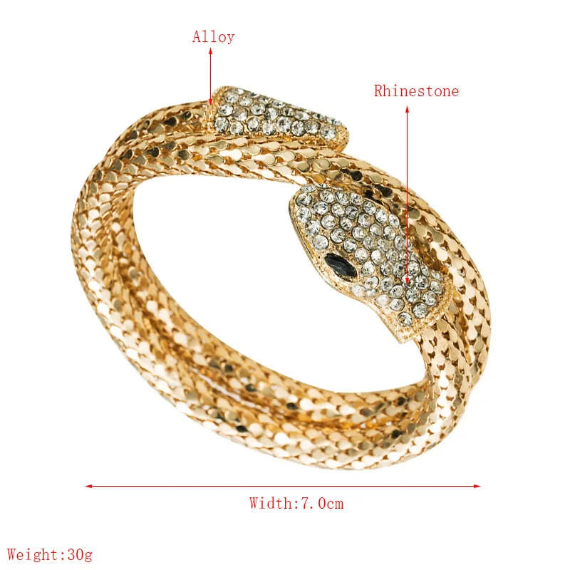 

New Punk Style Crystals Inlaid Snake Shape Twisted Bracelet Bangles for Women Unisex Hip Hop Gold Snake Bracelet Jewelry Gifts