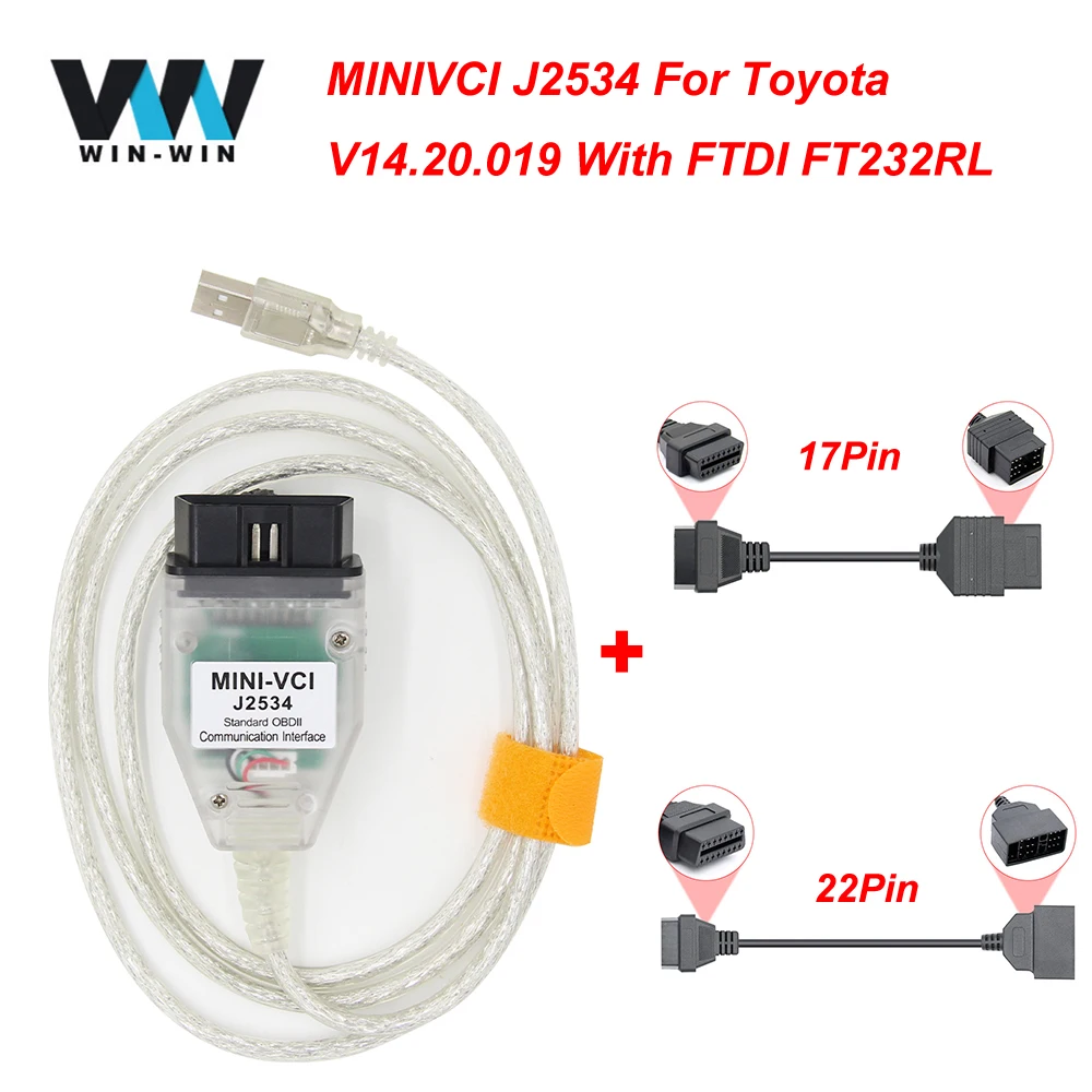 Мини VCI V14.20.019 для TOYOTA 22Pin 17Pin TIS Techstream minivci FTDI для J2534 OBD OBD2 автомобильный диагностический инструмент Авто сканер кабель