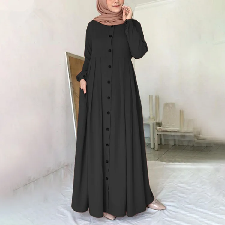 

Evening Long Dress Arabic Turkish Islamic Clothing Vintage Women 2021 Casual Solid Puff Sleeve Ladies Kaftan Sundress 5XL